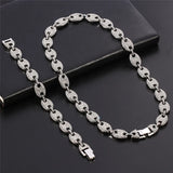 Bling Iced Out Coffee Bean Pig Nose Choker Necklace