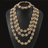 Bling Iced Out Coffee Bean Pig Nose Choker Necklace
