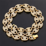 Bling Iced Out Coffee Bean Pig Nose Choker Necklace