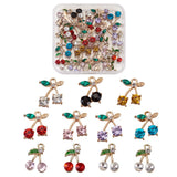 Cherry Alloy Rhinestone Pendants with Enamel, Mixed Color