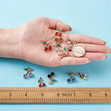Cherry Alloy Rhinestone Pendants with Enamel, Mixed Color