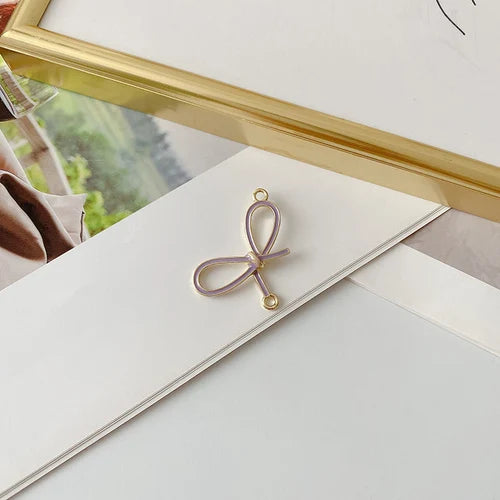 Alloy Ribbon Bow Pendant Earrings DIY Kit