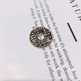 Alloy Round Pendant Necklace Charms DIY Material Jewelry Earring Accessories