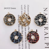 Alloy Round Pendant Necklace Charms DIY Material Jewelry Earring Accessories