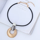 Chunky Circle Pendant Necklace Pearl Punk Jewelry