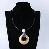 Chunky Circle Pendant Necklace Pearl Punk Jewelry
