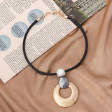 Chunky Circle Pendant Necklace Pearl Punk Jewelry