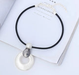 Chunky Circle Pendant Necklace Pearl Punk Jewelry
