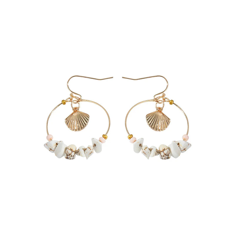 Alloy Shell Ring Earrings Exaggerated Circle Stone Wild Items