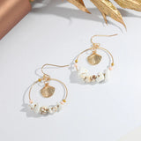 Alloy Shell Ring Earrings Exaggerated Circle Stone Wild Items