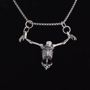 Alloy Skull Drop Necklace Gothic Charm Pendant Chain Women Halloween Jewelry