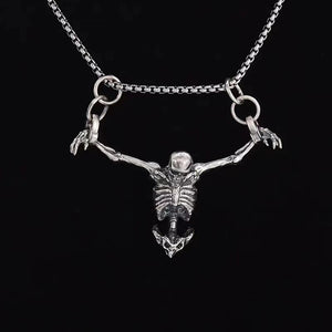 Alloy Skull Drop Necklace Gothic Charm Pendant Chain Women Halloween Jewelry