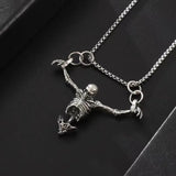 Alloy Skull Drop Necklace Gothic Charm Pendant Chain Women Halloween Jewelry