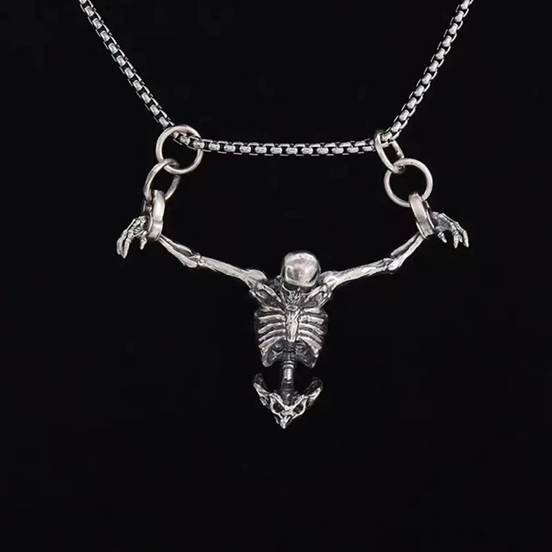 Alloy Skull Drop Necklace Gothic Charm Pendant Chain Women Halloween Jewelry