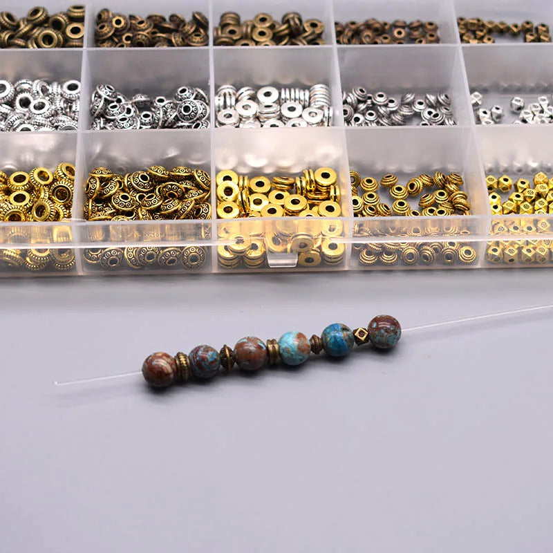 Alloy Spacer Beads Set Tibetan Silver Bronze Round Loose Beads