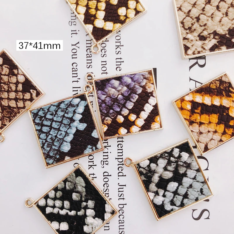 Alloy Square Pendant Necklace Charms DIY Jewelry Earring Accessories