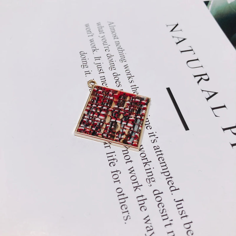 Alloy Square Pendant Necklace Charms DIY Material Jewelry
