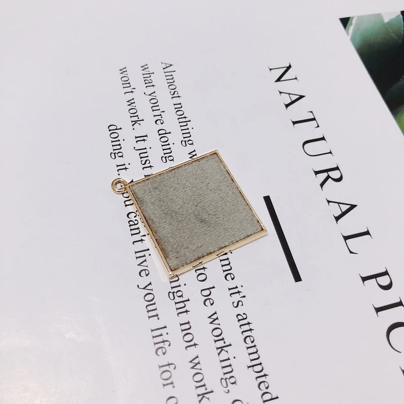 Alloy Square Pendant Necklace Charms DIY Material Jewelry Earring Accessories