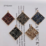 Alloy Square Pendant Necklace Charms DIY Material Jewelry