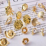 Mixed Shape Alloy Stud Earring Findings, Light Gold
