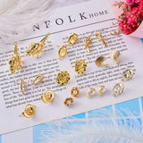 Mixed Shape Alloy Stud Earring Findings, Light Gold