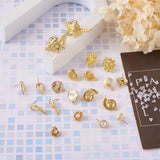 Mixed Shape Alloy Stud Earring Findings, Light Gold