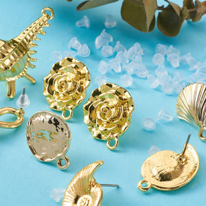 Mixed Shape Alloy Stud Earring Findings, Light Gold