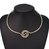 Alloy Torque Choker Necklace Women Geometric Statement Collar Jewelry