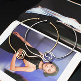 Alloy Torque Choker Necklace Women Geometric Statement Collar Jewelry