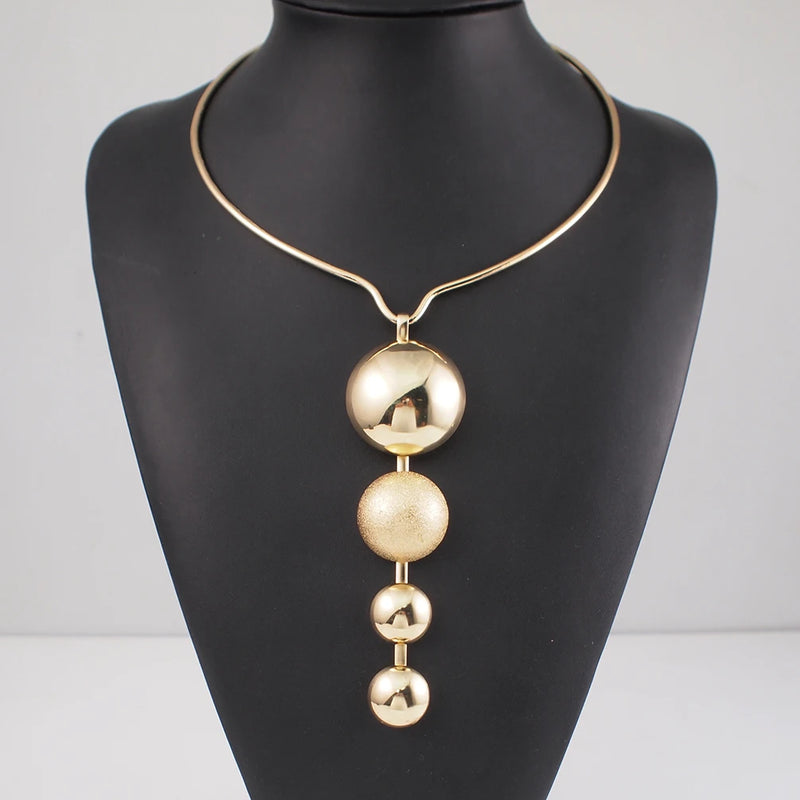 Alloy Torques Choker Necklace Metal Statement Long Pendant Necklaces