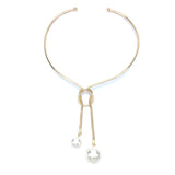 Alloy Torques Simulated Pearl Long Pendants Necklaces Women Jewelry