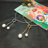 Alloy Torques Simulated Pearl Long Pendants Necklaces Women Jewelry