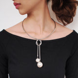 Alloy Torques Simulated Pearl Long Pendants Necklaces Women Jewelry