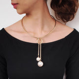 Alloy Torques Simulated Pearl Long Pendants Necklaces Women Jewelry
