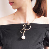 Alloy Torques Simulated Pearl Pendants Necklace