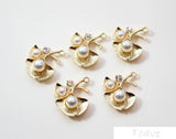 Alloy Vintage Pearl Leaf Shaped DIY Ear Stud Material