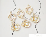 Alloy Vintage Pearl Leaf Shaped DIY Ear Stud Material