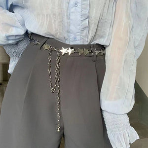 Star Metal Belt For Women Slim Long Adjustable Waist Chain