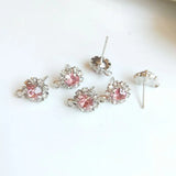 Alloy Zircon Ear Pin DIY Earrings Access Petal Shape Multicolor 8pcs