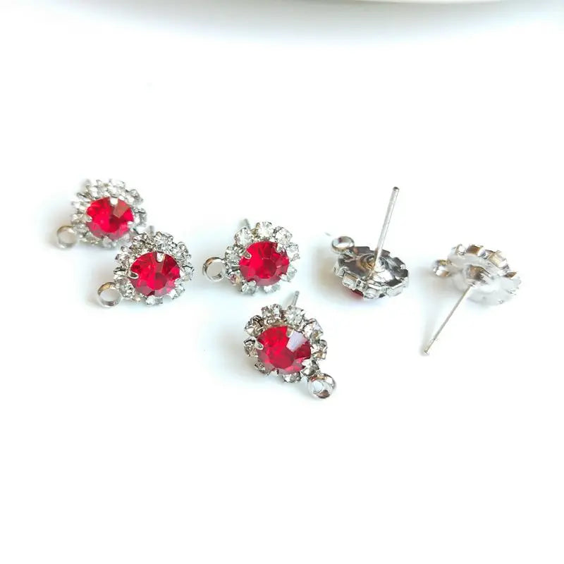 Alloy Zircon Ear Pin DIY Earrings Access Petal Shape Multicolor 8pcs