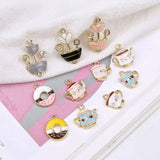 Alloy teapot/cup/flowers/round shape charms for jewelry making