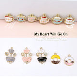 Alloy teapot/cup/flowers/round shape charms for jewelry making
