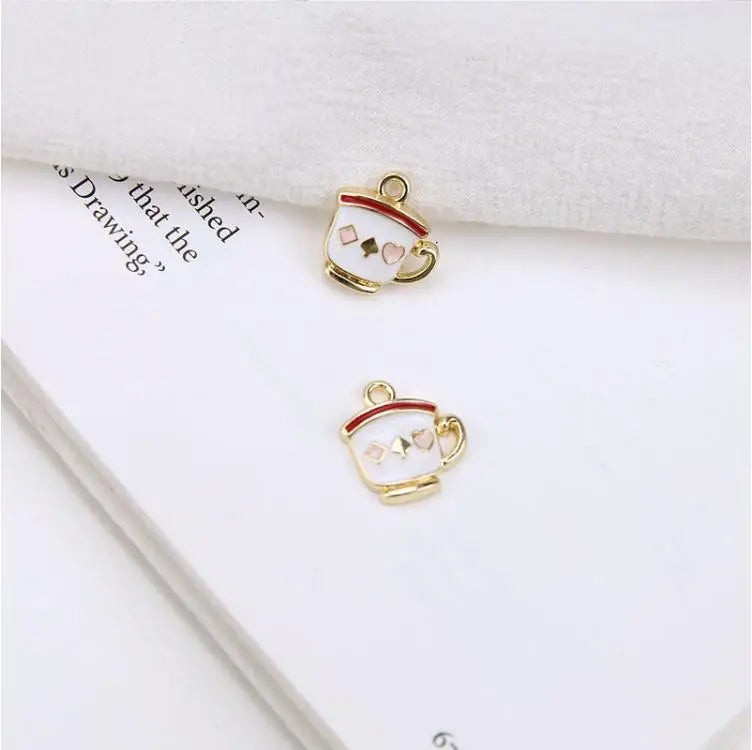 Alloy teapot/cup/flowers/round shape charms for jewelry making