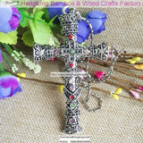 Alloy Cross Necklace Retro Mosaic Bright Cross Pendant