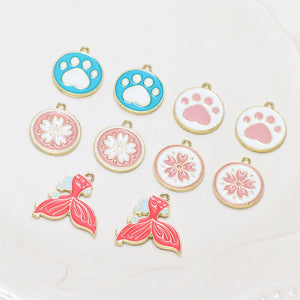 Alloy Oil Charms Geometric Fish Tail Earring Pendants 50pcs