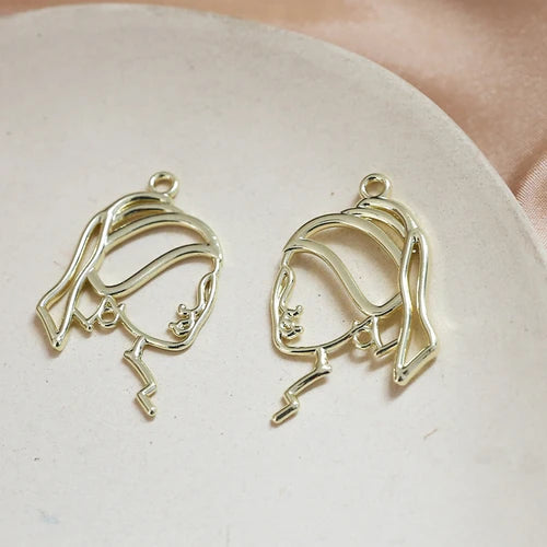 Alloy Face Line Side Face Wave Pendant DIY Jewelry Accessory