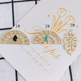 Alloy Multi-Pendant Fan-Shaped Geometric Hollow Leaves DIY Jewelry