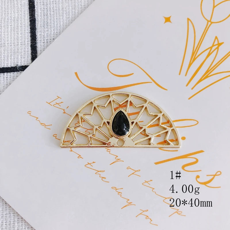 Alloy Multi-Pendant Fan-Shaped Geometric Hollow Leaves DIY Jewelry
