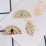 Alloy Multi-Pendant Fan-Shaped Geometric Hollow Leaves DIY Jewelry