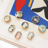 Alloy Retro Cat Head Matte Pendant DIY Earrings Bag Material